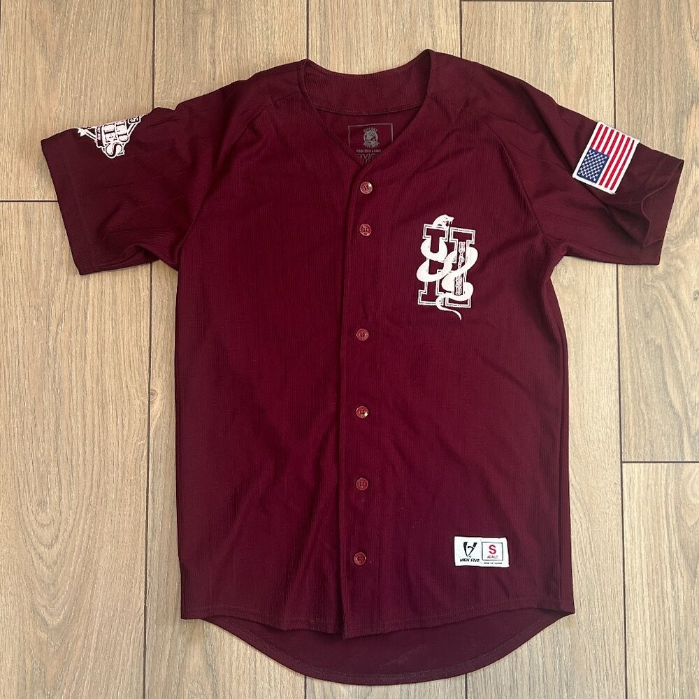Death Hype_Button-Up Baseball Jersey with White 2 Logo - Size S